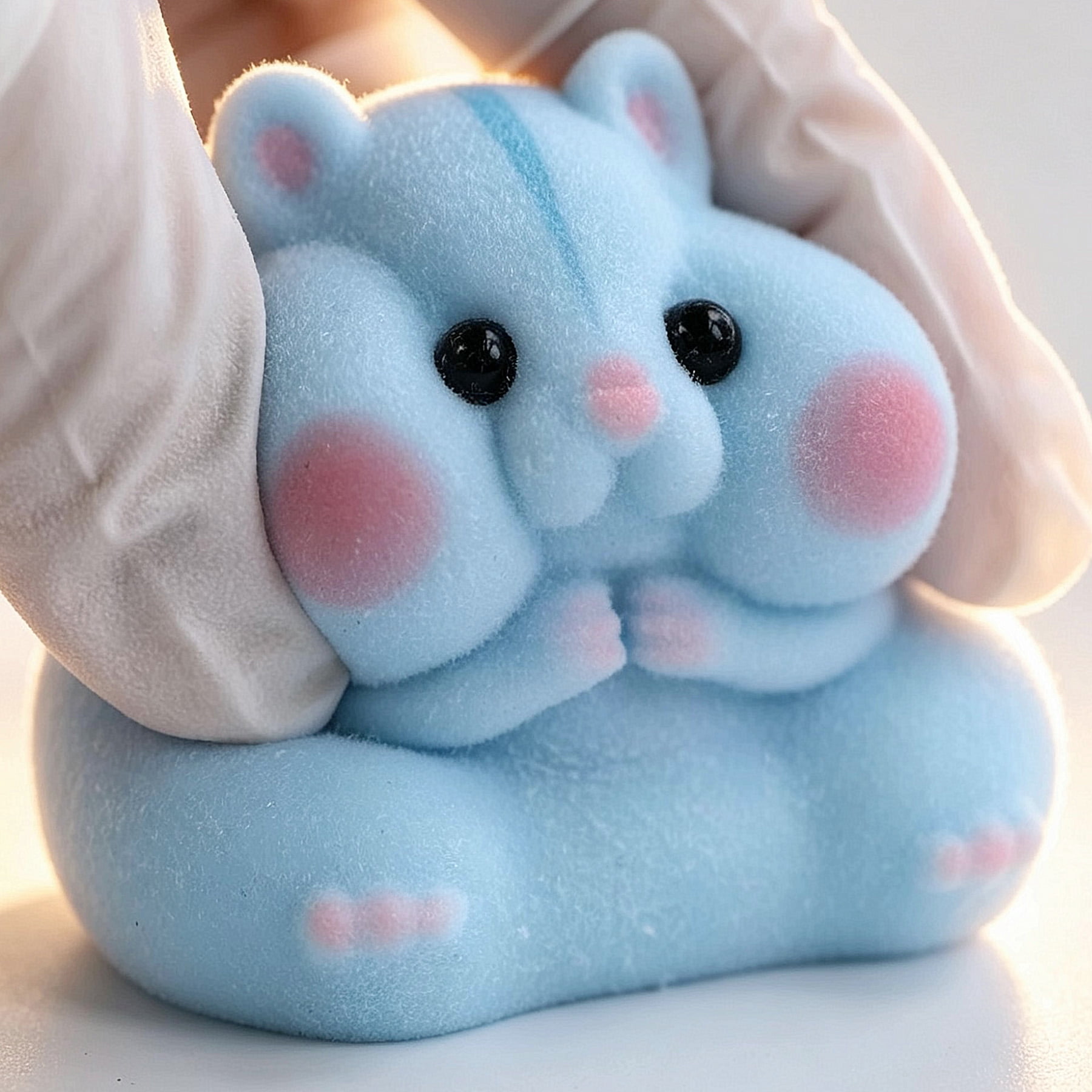 Handmade Taba Squishy Hamster Toy, Soft Silicone Mochi Fidget Toy, Cute Stress Relief Gift (Blue)