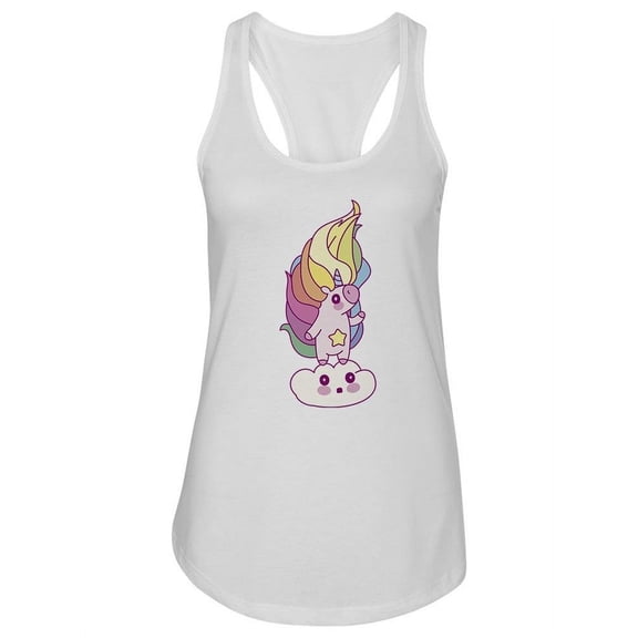 Cute Unicorn On Top Of Cloud Tank Women -Image by Shutterstock, Female Large