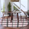 thumbnail image 4 of 8ft Round Rug, Pink Black Plaid Non-Skid Rubber Backing Large Area Rugs - Living Room Bedroom Home Office, Farmhouse Pink Black Checkered Indoor Floor Mat Carpets Washable Rug, 4 of 9