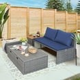thumbnail image 2 of Devoko Outdoor Daybed Set Multifunctional Patio Day Bed Rattan Lounge Bed with 2 Side Tables for Backyard Porch Poolside Lawn Beach (Navy Blue), 2 of 8
