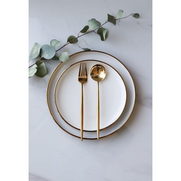Luxury Ceramic Blue and Gold Trim Small Plate (set of 2) | Marcel Ardani