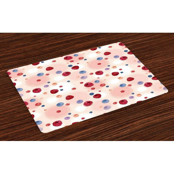 Peach Placemats Set of 4 Raspberries Blueberries Cranberries Food