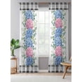 thumbnail image 5 of Sheer Curtains 108 Inches Long, Blue Pink Hydrangea Semi Sheer Curtains Light Filtering Window Treatment, Eucalyptus Leaves Summer Botanical Plaid Privacy Voile Drapes for Living Room 52x108 Inch, 5 of 7