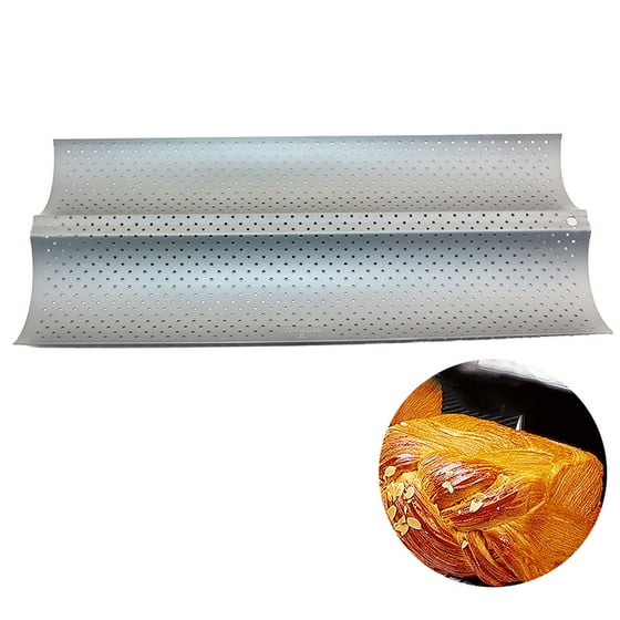 Non stick u shaped perforated french bread pan baguette