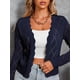 thumbnail image 5 of Chaqueta Cárdigan de Punto con Cuello en V y Larga para Mujer, Suéter Chal de Punto Sin Botones. Azul Marino L, 5 of 8