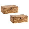 thumbnail image 1 of Oleegame 2PC Produce Storage Hand Woven Rattan Woven Storage Basket Woven Storage Box Desktop Organization Yellow, 1 of 9