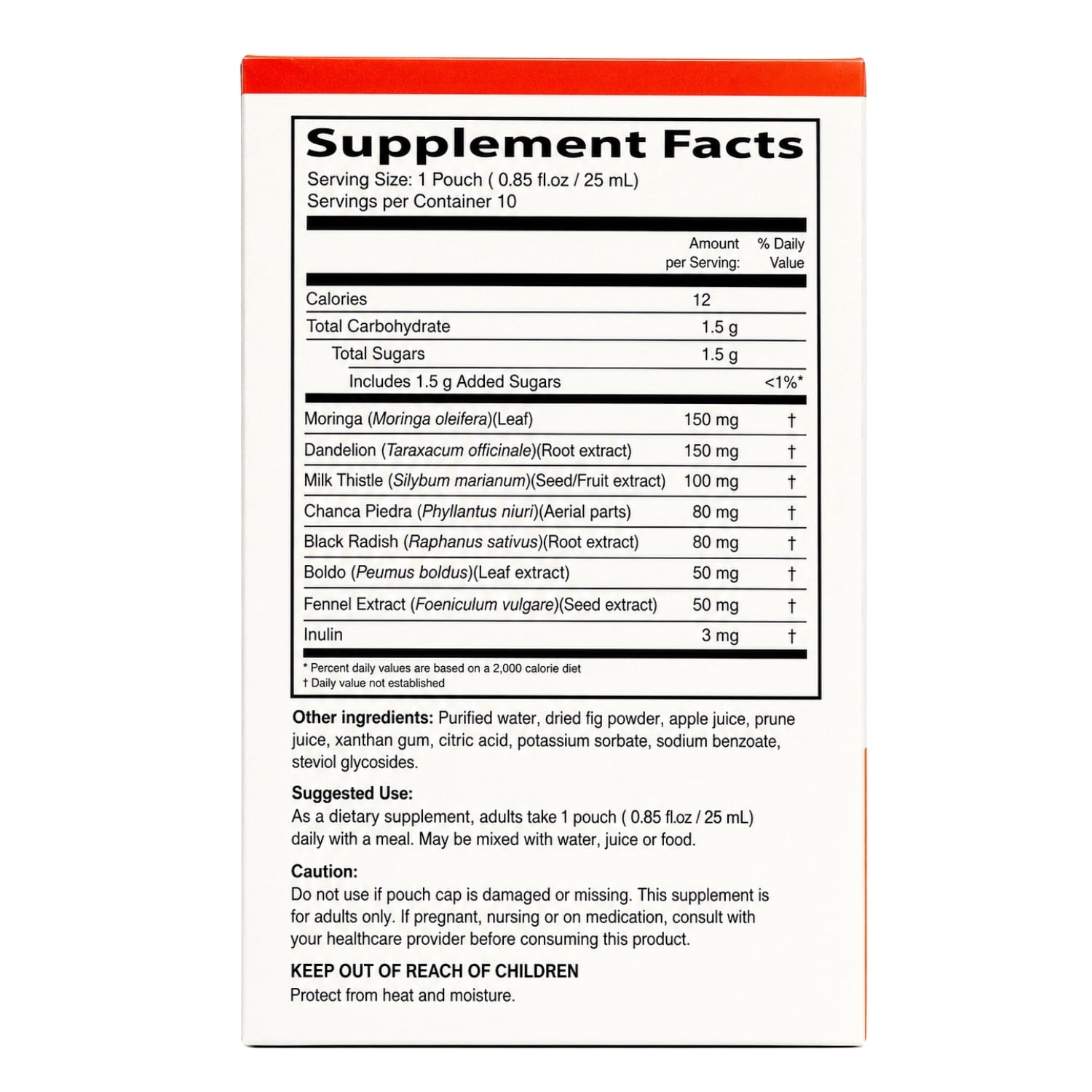 Detoxichol Dietary Supplement with Milk Thistle, Boldo, Dandelion, Moringa, Chanca Piedra, Black Radish & Fennel – 10 Drinkable Pouches (0.85 fl oz Each)