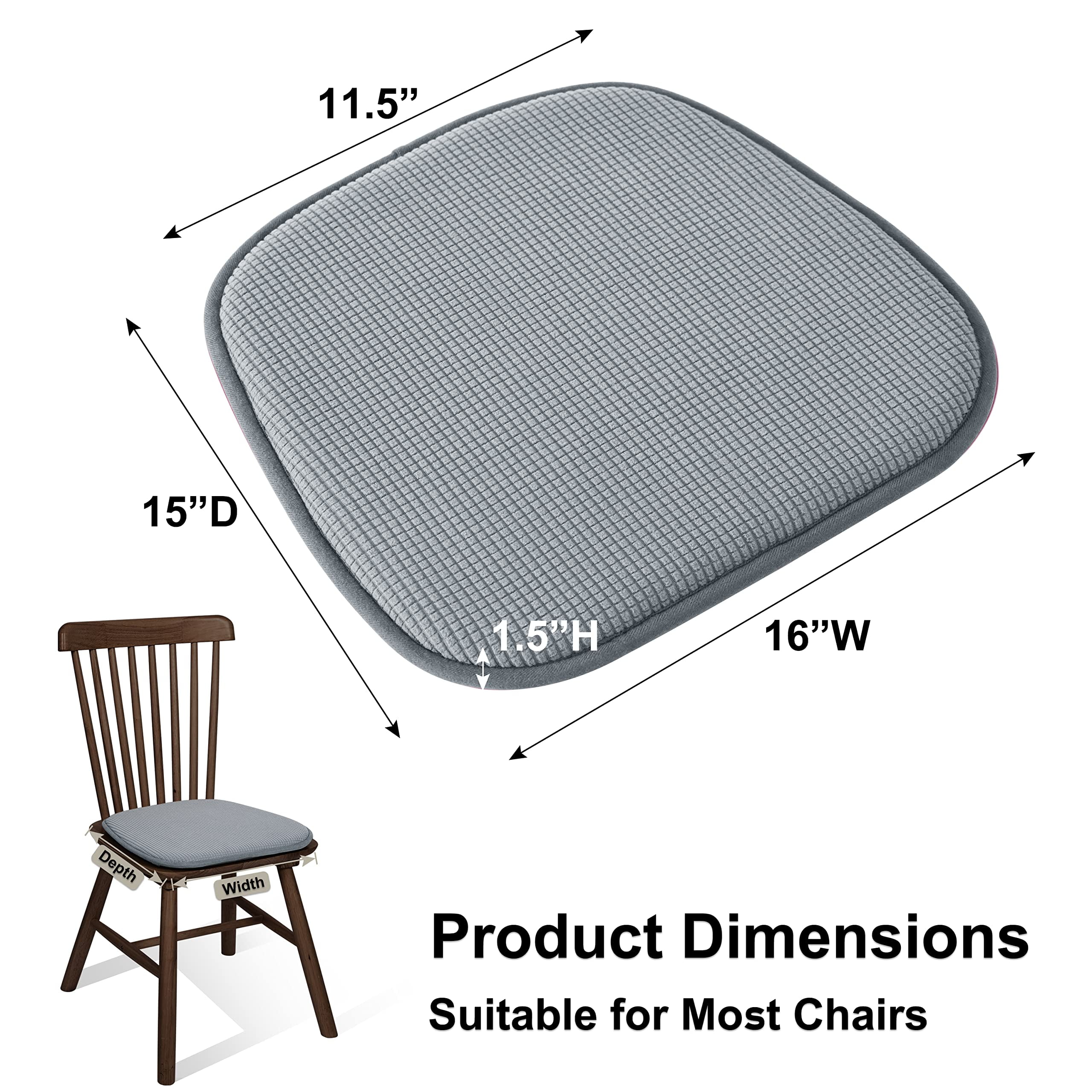 Augld 14x14 Metal Chair Cushion Set of 2 Memory Foam School Chair Cushion  Small U Shape Seat Cushion Navy