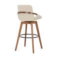 thumbnail image 4 of 30 Inches Leatherette Swivel Barstool, Cream and Brown- Saltoro Sherpi, 4 of 5