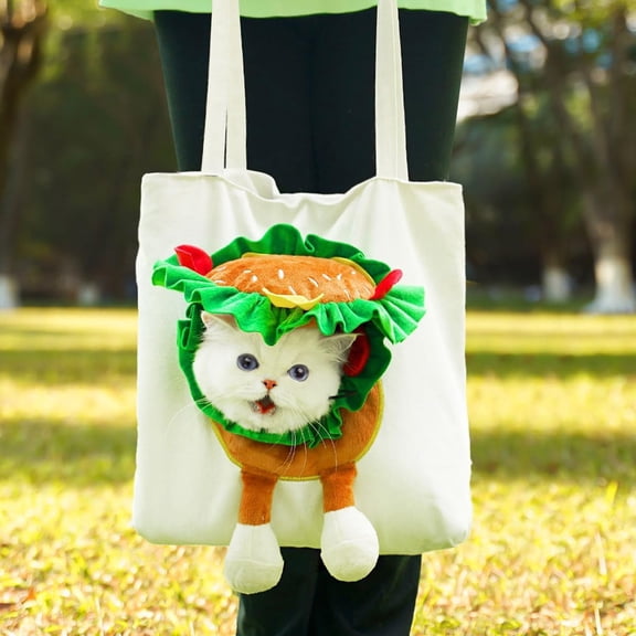Paw Bag Pet Carrier Bag, Canvas Head‑Out Pet Shoulder Tote, Cozy Breathable Cat Dog Carrier, Portable Handbag for Travel Camping Vet Appointment F