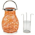 thumbnail image 4 of Northlight Woven Iron Pillar Candle Lantern with Glass Hurricane - 13.5" Orange, 4 of 8