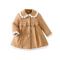 thumbnail image 2 of Zecgelong Girls Elegant Bow Trim Breasted Coat Autumn Winter Outerwear For Toddler And Stylish Warm Jacket, 2 of 6