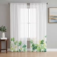 thumbnail image 2 of Sheer Curtains 84 inches Long 2 Panels Set Watercolor Shamrock Print Light Filtering Sheer Drapes Rod Pocket Window Curtains for Living Room/Bedroom, Spring Watercolor Country, 2 of 8