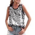 thumbnail image 3 of Laqbezok Women's Large Round Sequin Tank Top, Sparkly Sleeveless Scoop Neck Paillette Blouse, Shiny Party Clubbing Outfit, 3 of 6