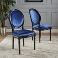 thumbnail image 2 of GDF Studio Newman French Country Upholstered Dining Chairs, Set of 2, Navy Blue Velvet and Gloss Black, 2 of 12