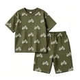 thumbnail image 4 of Gyexs Boys Cotton Shorts Set 2 Piece Summer Clothes Toddler Motorcycle Prints Cute Outfits Army Green, 13-14 Years, 4 of 4