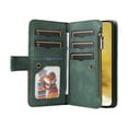 thumbnail image 3 of Allytech Wallet Case for Samsung Galaxy S23 Plus with Zipper Pocket & 9 Card Slots & Wrist Strap, Fashion PU Leather Kickstand Magnetic Closure Shockproof Non-Slip Case for Women Men - Green, 3 of 8