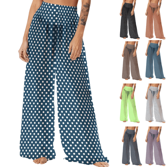 Mifsaly Swimsuit Cover Up Pants Women Beach Sheer Mesh Pant Polka-Dot Lightweight Flowy See-Through Bikini Bottoms Swimming Trouser Loose Summer Vacation Clothing XXL