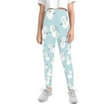 thumbnail image 2 of COEQINE Snowman Blue Girls Sport Leggings Casual Buttery Soft Athletic Pants Stretchy High Waist Christmas Cute Yoga Pants, for 6-7 Years Kids Girls, 2 of 7