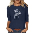 thumbnail image 1 of Kcavykas T-Shirts d'Automne pour la Fête du Canada, Cadeaux de Noël à la Mode, T-Shirts Décontractés à Col Rond Manches 3/4 pour Femmes, 1 of 3