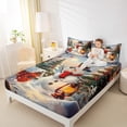 thumbnail image 4 of Feelyou Snowman Twin Sheet Sets for Teens, Winter Snowflake Twin Fitted Sheet, Merry Christmas Flat Sheet, Breathable Home Decor,3 Pieces, 4 of 7