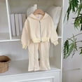 thumbnail image 2 of Zshosam Baby Girls Clothing Sets Toddler Baby Girl Clothes Long Sleeves Ruffle Hoodie Shirt Floral Pants 2 Pcs Fall Winter Outfits Set Size 5T 6T,(Beige 5-6 Years), 2 of 5