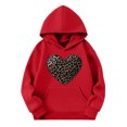 thumbnail image 2 of BRGZLK Kids Oversized Hooded Sweatshirt Boys Girls Trendy Leopard Heart Graphic Casual Long Sleeved Pullover Hoodies with Pocket Red 3-4 Years, 2 of 4