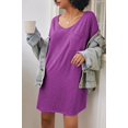 thumbnail image 2 of Ekouaer Womens Tshirt Nightgown Cotton V Neck Sleepshirts Comfy Casual Nightshirt for Women Peacock Blue L, 2 of 6