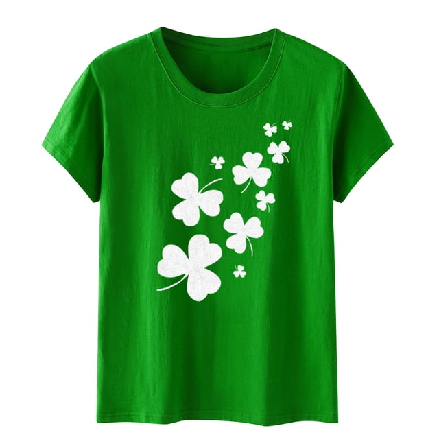 Pxiakgy Vente Chaude T-Shirts de la Saint-Patrick pour Femmes Cœur de Trèfle T-Shirts Graphiques T-Shirt Chanceux de la Saint-Patrick Hauts Irlandais Manches Courtes Col Rond T-Shirt Imprimé Haut Élégant Ample Doux Blouse