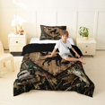 thumbnail image 4 of Homewish Rustic Farmhouse Cabin Twin Comforter Sets,Retro Dog Duck Bedding Set,Brown,Black Reversible,2 Pieces,1 Comforter and 1 Pillowcase, 4 of 7