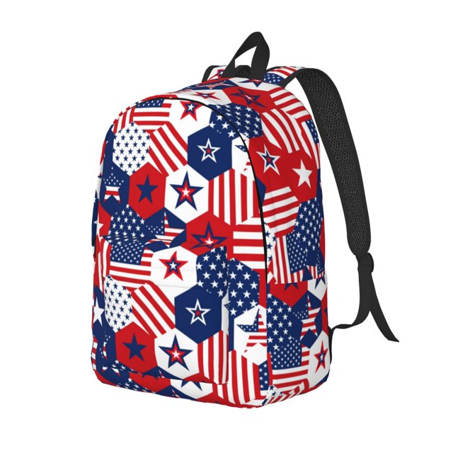 Easygdp American Stars2 Mochila de Lona Resistente para Laptop, Compatible con Laptops de 15 a 17 pulgadas, Ideal para Escuela, Trabajo y Viajes-Small
