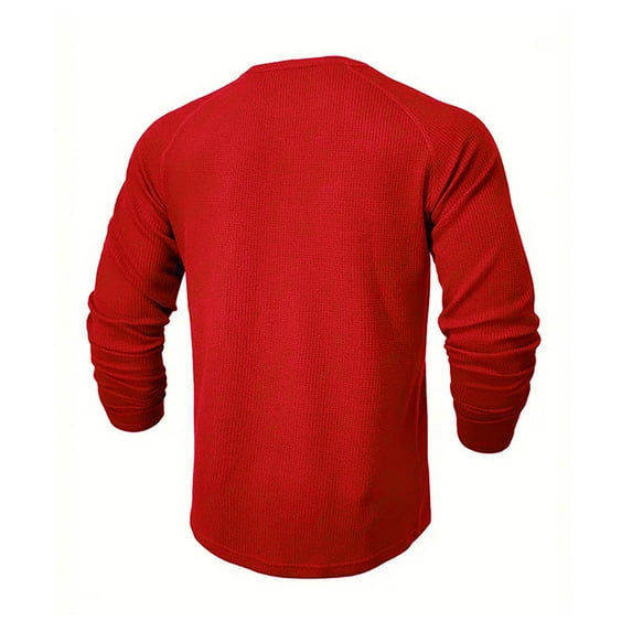 Kilaqueen Henley Solid Color Mens Shirts Long Sleeve 3 Button Tshirt for Men Casual Stylish Gym Athletic Basic Pullover Tops