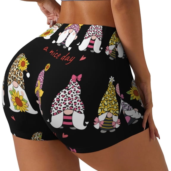 Gukieu Have a Nice Day Print Women's Sports Shorts, Elastic Waist High Stretch Running Yoga Gym Sweatpants-