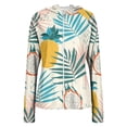 thumbnail image 6 of UPF 50+ Sun Protection Hoodie for Women - Tropical Floral Print Long Sleeve Zip Up Jacket with Thumbholes & Pockets, Lightweight Active Rash Guard Army Green L, 6 of 6