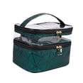 thumbnail image 3 of Double Layer Cosmetic Bag Toiletry Bag for Picnic Hair Accessories Cosmetics Green, 3 of 8