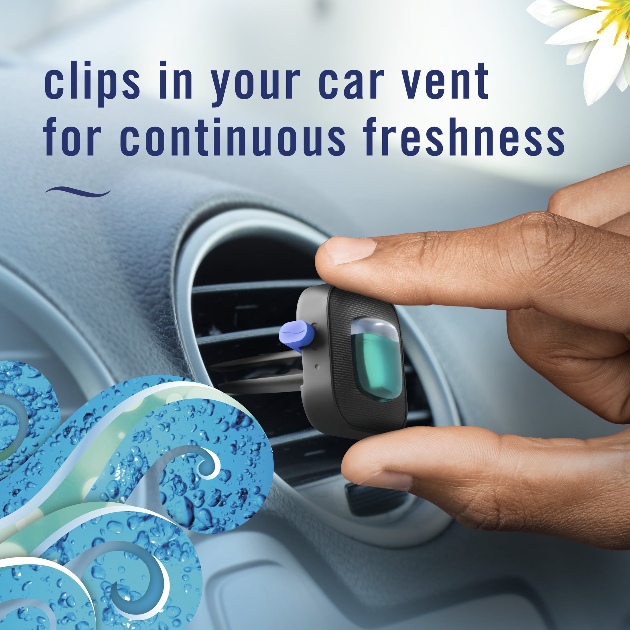 (2 pack) Febreze AUTO Car Air Freshener, Odor-Fighting Car Vent Clip, Ocean Breeze, 2 Count