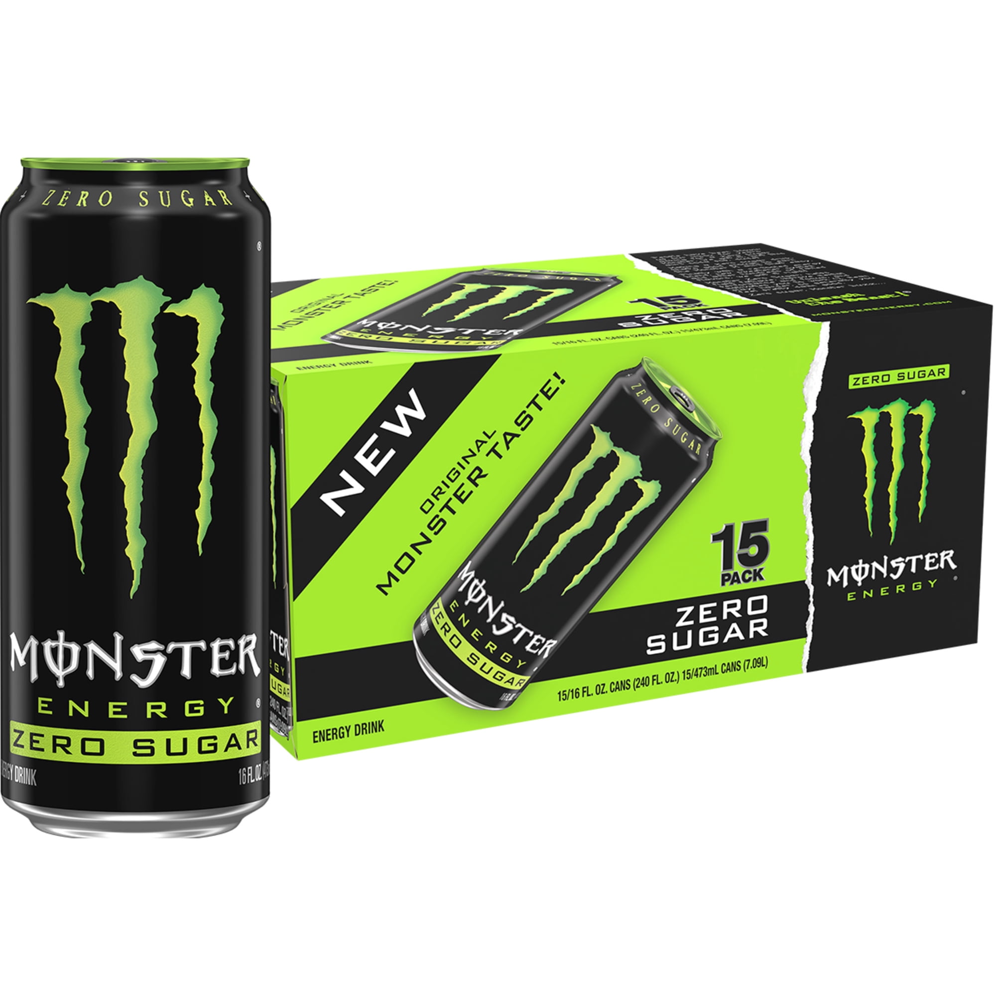 Monster Energy Energy Drink, Zero Sugar, 15-Pack, 16 Oz Cans