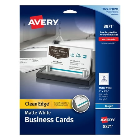 Avery True Print Clean Edge Business Cards, Inkjet, 2 x 3 1/2, White, (Best Program For Business Cards)