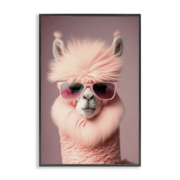 Stupell Industries Fluffy Pink Glam Alpaca Animals & Insects Painting Black Framed Art Print Wall Art, 12 x 18