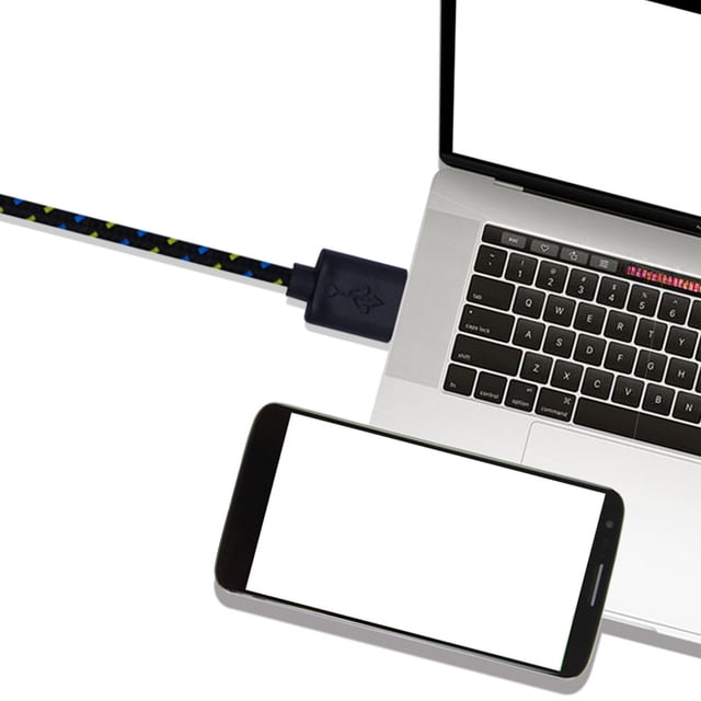 Cable de datos de nailon de 1 m, micro USB tipo C, cable de carga y sincronización 2 en 1, carga lenta inteligente, resistente a roturas, para teléfonos móviles
