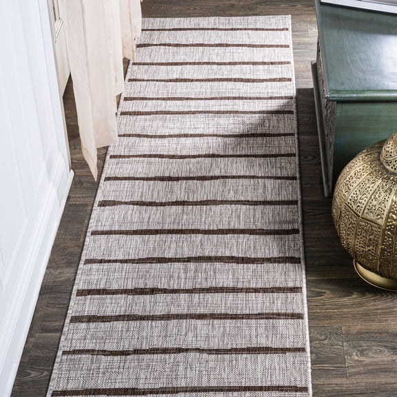 JONATHAN Y SANTA MONICA 2 x 10 Runner Rug, Colonia Berber Stripe - Beige/Brown, SMB125A-210