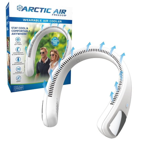 Arctic Air Freedom Neck Cooler, Portable Neck Fan with 3 Fan Speeds, USB Charging, 6-Hour Battery