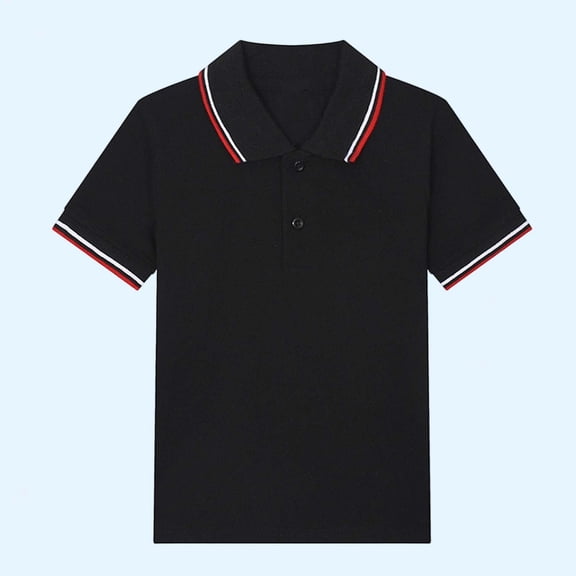CYRBOKO Girls Short Sleeve Polos, Collared Casual Summer Cotton School Uniform Shirts Black Size 9-10 T