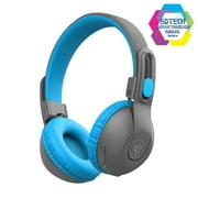 JLab JBuddies Studio 2 On-Ear Kids Wireless Headphones, Blue/Graphite, Volume Safe, Foldable, Adjustable, Noise Isolation, Mic