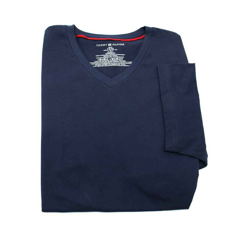 Men\'s Tommy Hilfiger T-Shirt (Dark Flag Navy V-Neck 09T3140 S) Core