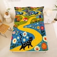 thumbnail image 5 of Homewish Kawaii Cats Animal Queen Sheets,Watercolor Floral Queen Sheet Sets,Multicolor,4 Pieces,1 Flat Sheet, 1 Fitted Sheet and 2 Pillowcases, 5 of 6