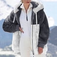 thumbnail image 3 of Tiqkatyck Winter Jackets for Women, Women's Fashion Casual Patchwork Hooded Zipper Plush Jacket with Pocket Fleece Jacket Women, Winter Coats for Women Dark Gray XXXL, 3 of 5