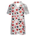 thumbnail image 4 of yoeyez Womens Pajama Silk Satin Pajamas Set Love Heart Printed Sleepwear 2 Piece Sets Button Down Short Sleeve Tops and Shorts Pjs Set Loungewear Gray L, 4 of 6
