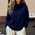 thumbnail image 2 of Yigetop Warm Sweaters for Women Fall Winter Cowl Neck Knit Sweater Long Sleeve Casual Soft Chunky Lightweight Loose Cozy Pullover Tops for Daily Wear Navy L, 2 of 4