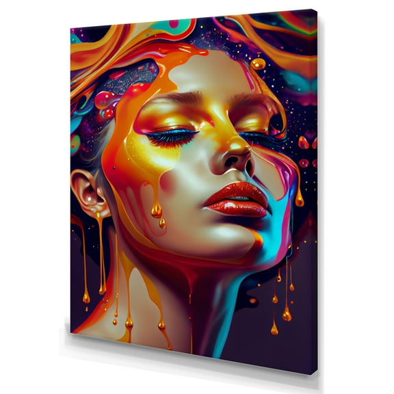 Designart Liquid Ink Sensual Woman Portrait III Canvas Wall Art